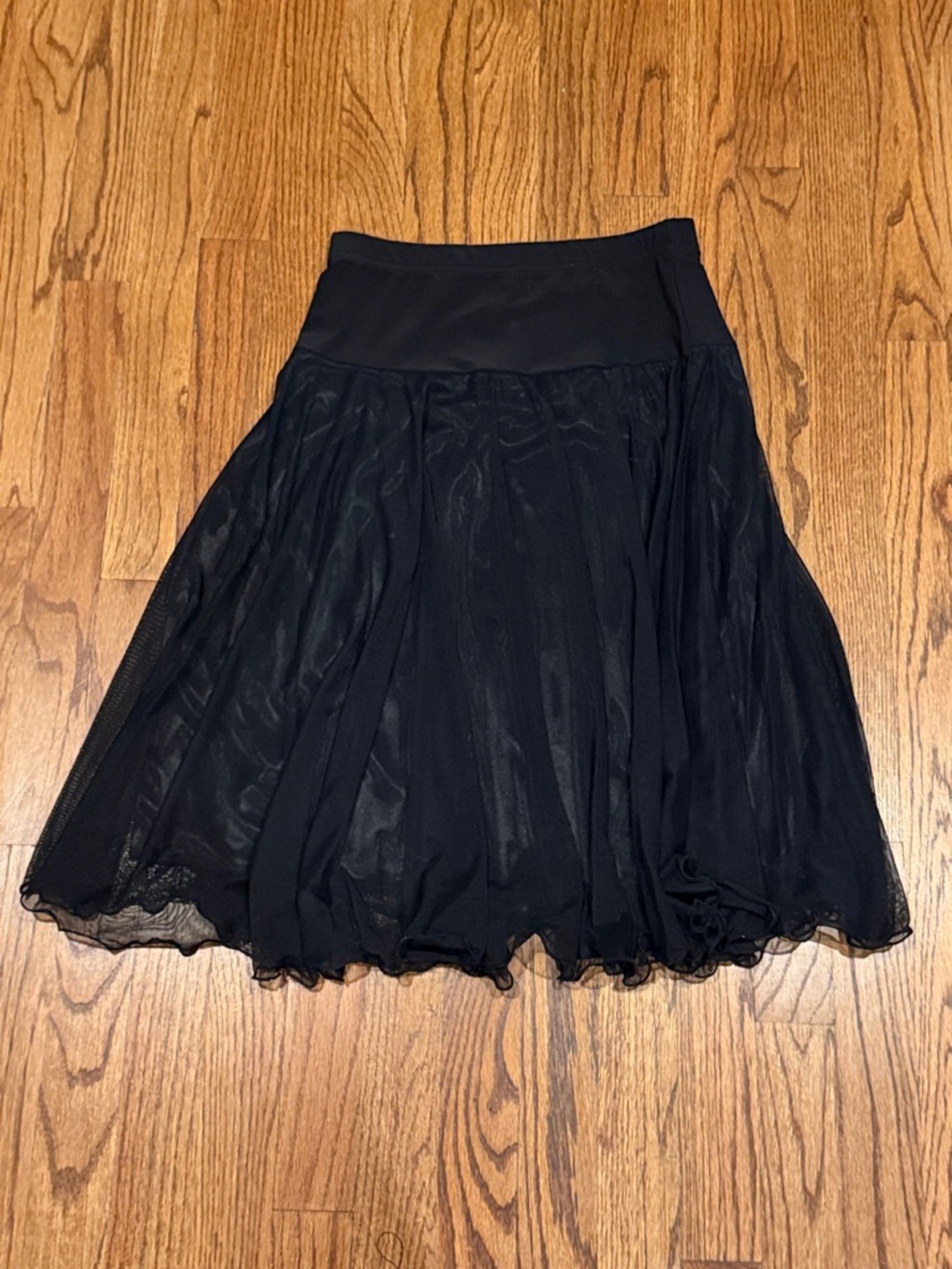 Black Flowy Women's Skirt - Stretch Waistband, Size Small